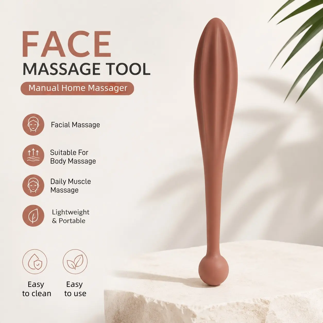 Roller Massage Device for Face Muscle Relief, Lightweight Ergonomic Handle Design, Multi-Angle Massager for Face Legs Back, Home Use Body Care Tool