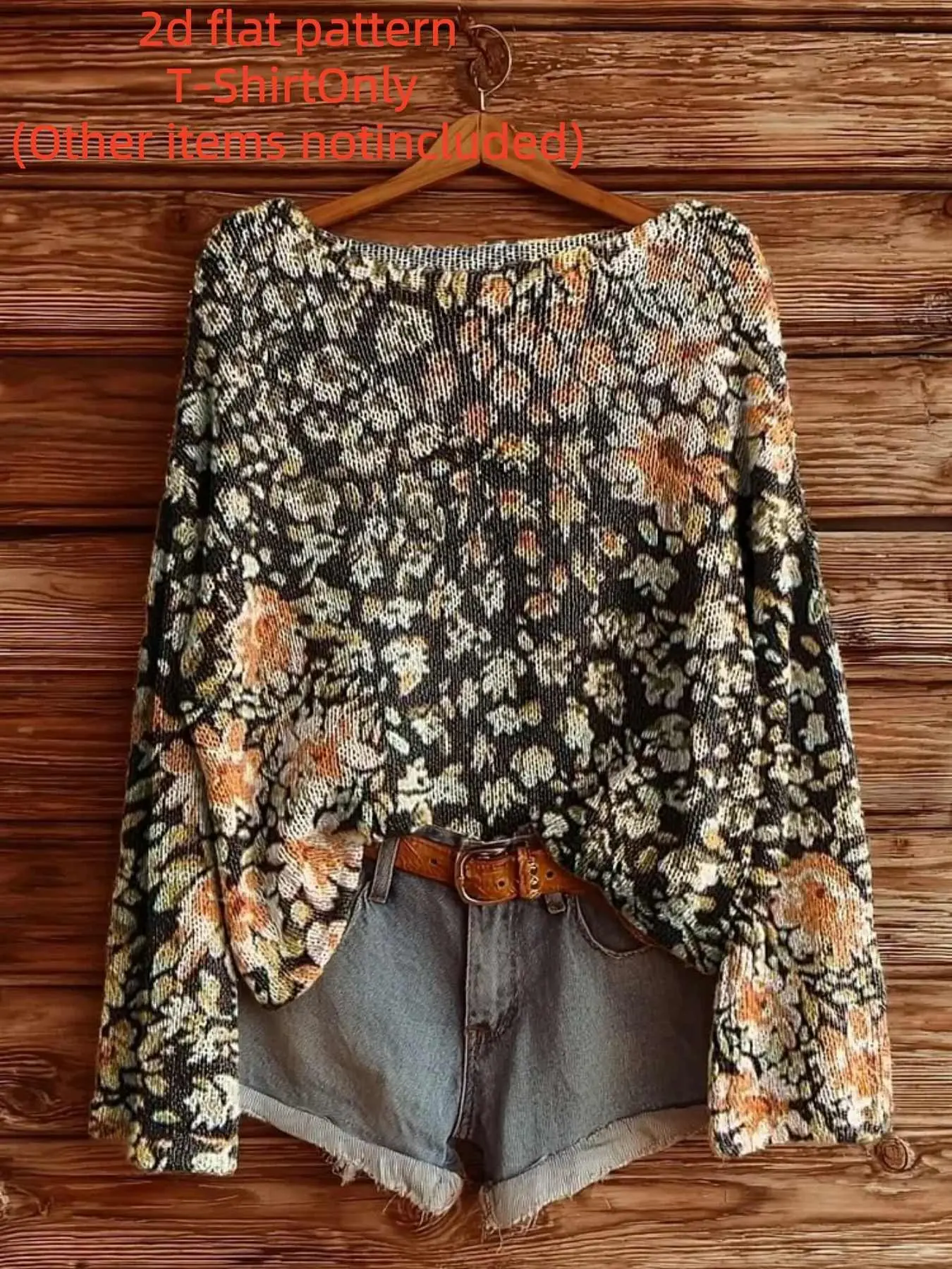 Women's Floral Pattern Long Sleeve Top, Fashionable Fall & Winter Clothing, Trendy Casual Ladies' Knitwear