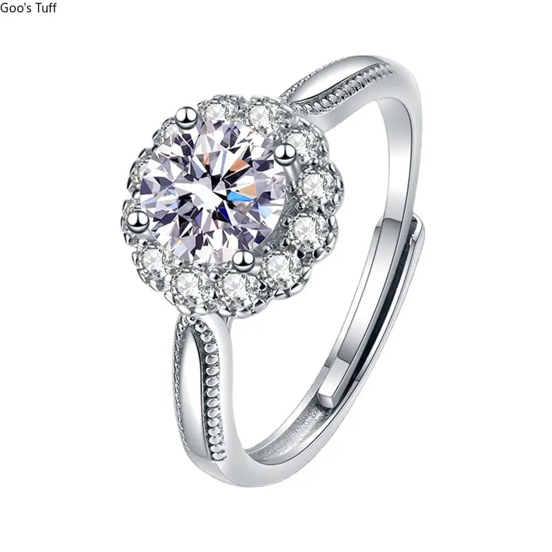 Ring Finger Ring Sunflower Full Pave Zircon‑Inlaid Women Open‑Adjustable Ring Niche Luxury Versatile Finger Jewelry for Daily Wear Date Night Party Occasions