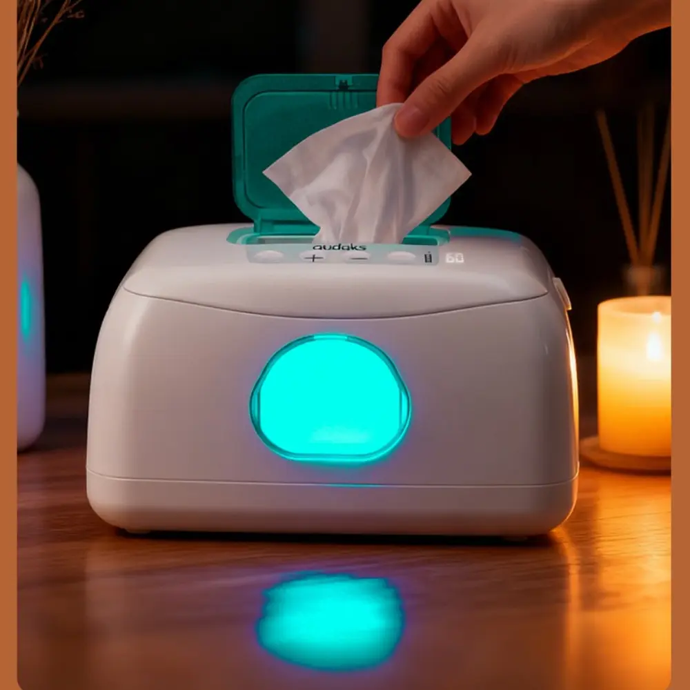 [USB Wet Wipe Warmer] USB Portable Wet Wipe Warmer, Moisturizing Tissue Dispenser Heater with Even Heating, Constant Temperature, Compact Streamlined Design, Essential for Travel, Office Workers, and Home Skincare