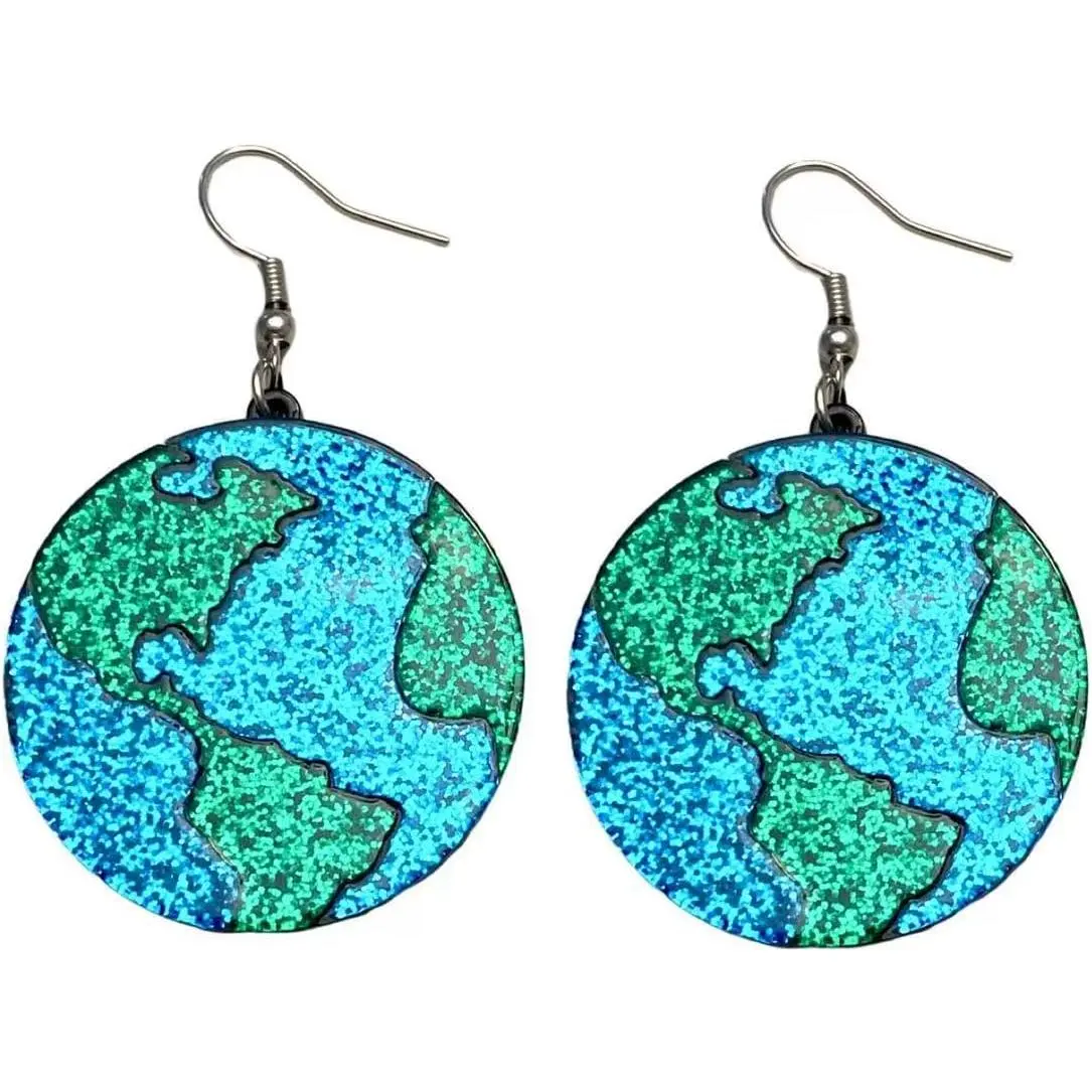 Super Cute Pair of Globe Earrings for Educators, Earth Lovers, Solar System Earrings for Women. Fun Space Earrings for Earth Day