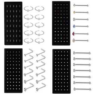 Premium Rhinestone Nose & Lip Stud Set, 60 Pcs Stainless Steel Piercing Jewelry Mixed Sizes 1.5/2.0/2.5mm Glossy Fringe Studs for Women