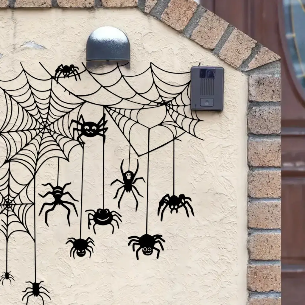 Afh1470 Halloween Spider Wall Sticker, Self-Adhesive PVC Spider Web Decal, Window and Wall Decoration for Horror Party, Halloween Decorations