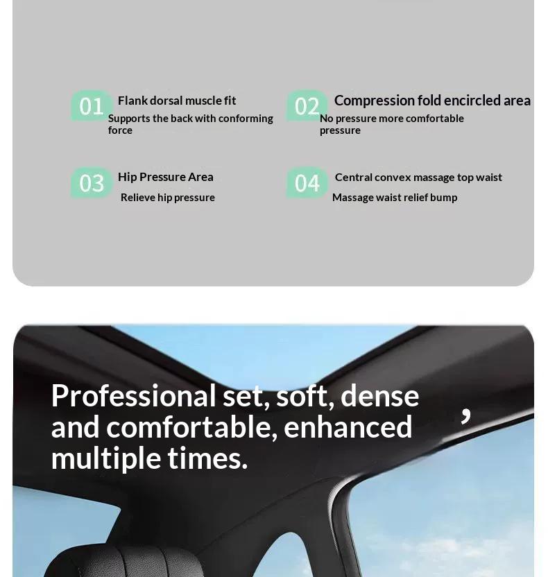 Car headrest and lumbar support for drivers, memory foam waist support for long-term sitting, car shoulder pillow, car accessories