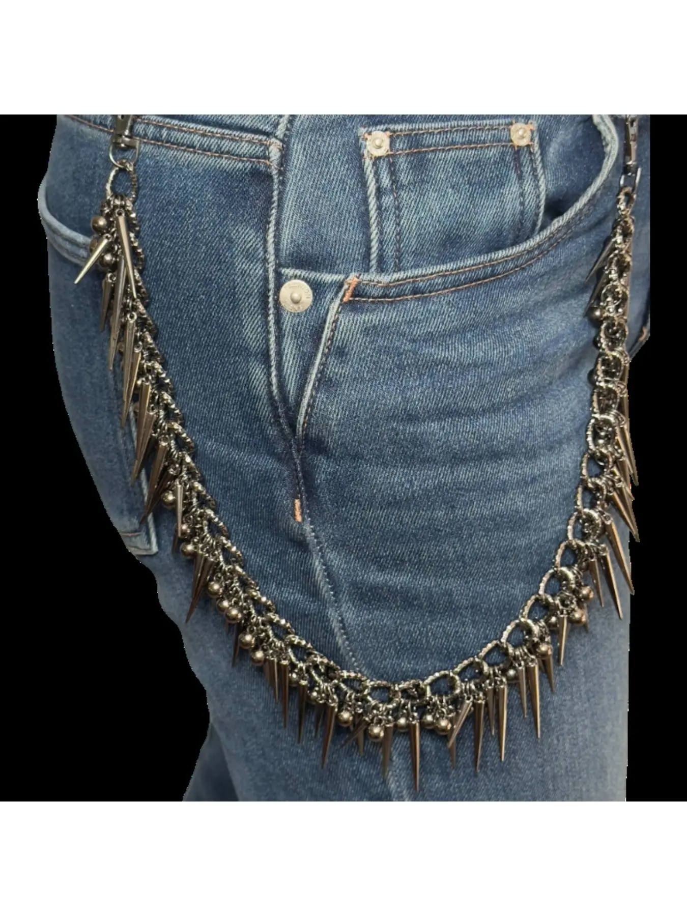 New sweet and cool design hip-hop punk chain rivet beaded fringe trendy cool pants chain jeans waist chain
