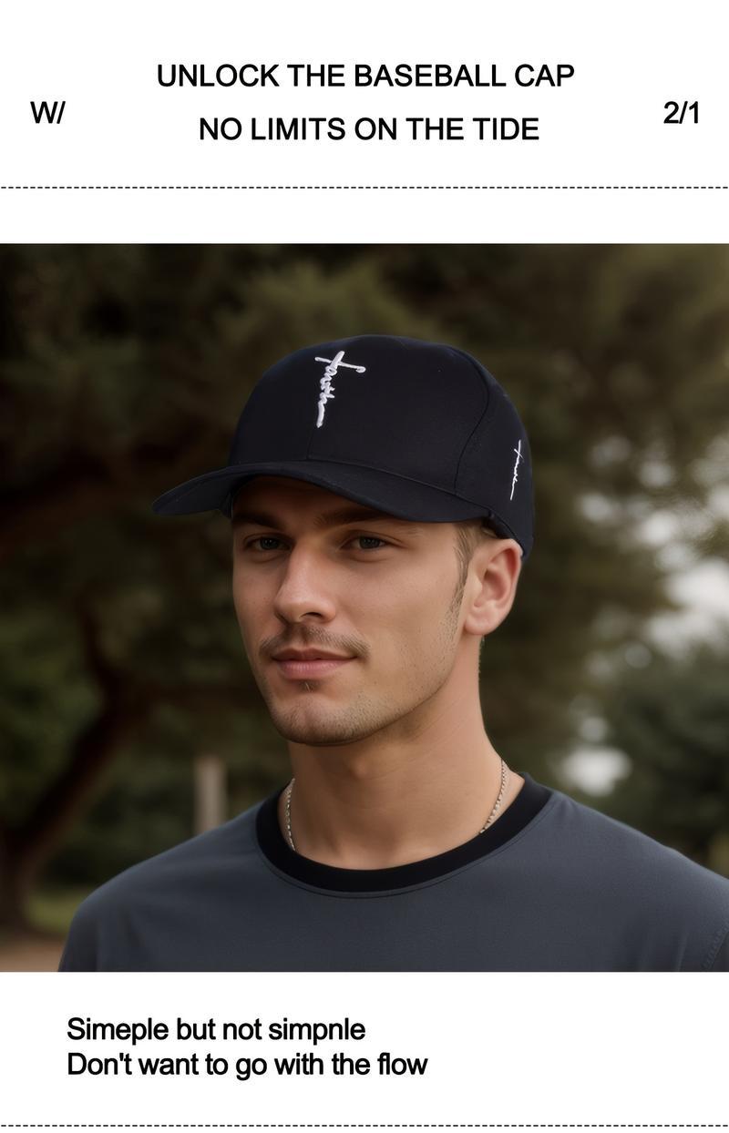 [2pcs/set Baseball Cap] 2pcs/set Fashionable Black and White Baseball Cap | Exquisite Cross Embroidery, Breathable Acrylic Duckbill Design, Suitable for Outdoor Sports, Fashionable for Men and Women, Sports Accessories | Durable Headwear