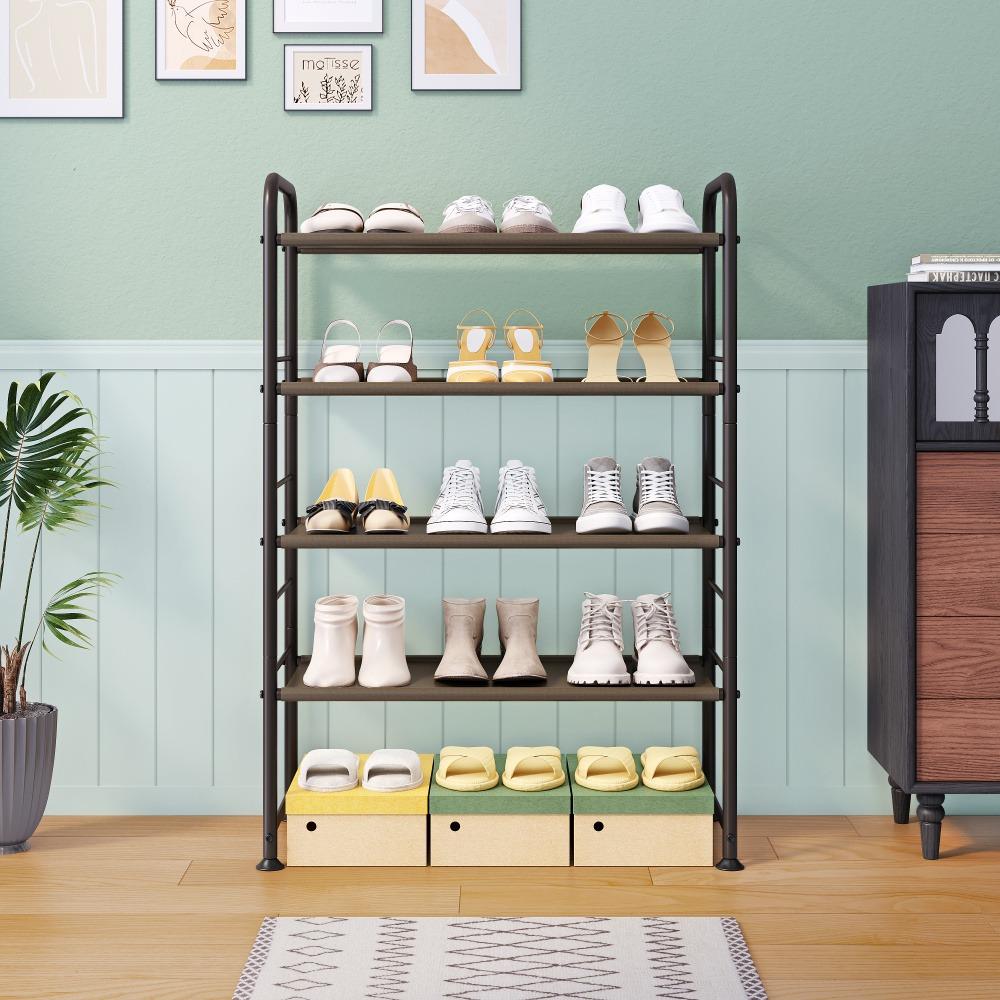 SUOERNUO Adjustable Shoe Rack - 2-5 Tier Steel Organizer! Holds 8-20 pairs of shoes, boots, or sneakers. Non-slip, tool-free assembly, space-saving for small spaces. Durable & easy to clean—perfect for homes, dorms, or offices