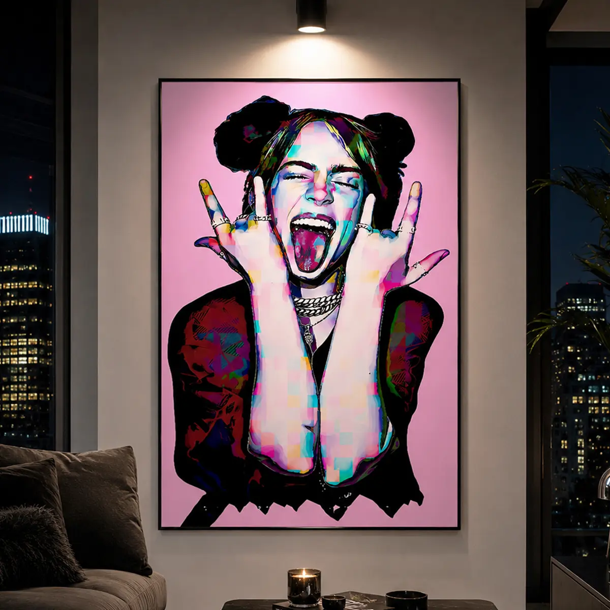 1-Piece Canvas Painting Print Poster, Classic Abstract Art, Modern Cool Design, Billie-Inspired Digital Art, Pop Music Wall Art, Music Lover Gift, Bedroom Decor, Living Room Decor, Aesthetic Room Decor, Modern Wall Decoration, Artwork