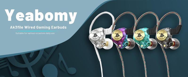 AK3 Wired Earphones with Microphone, In-Ear HiFi Stereo Crystal-Clear Sound, Studio-Quality Audio with Deep Bass & Sparkling Highs, Gaming Headset Headphones for Content Creators Music Gaming Enthusiasts tiktokshopcreatorpicks wired Durable Transparent