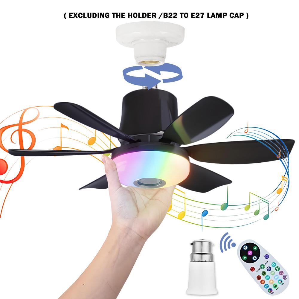 Remote Control Ceiling Fan Light with Bluetooth-compatible Speaker, RGB Fan Light with 3 Adjustable Brightness Levels, No Noise for Small Bedrooms and Indoor Parties
