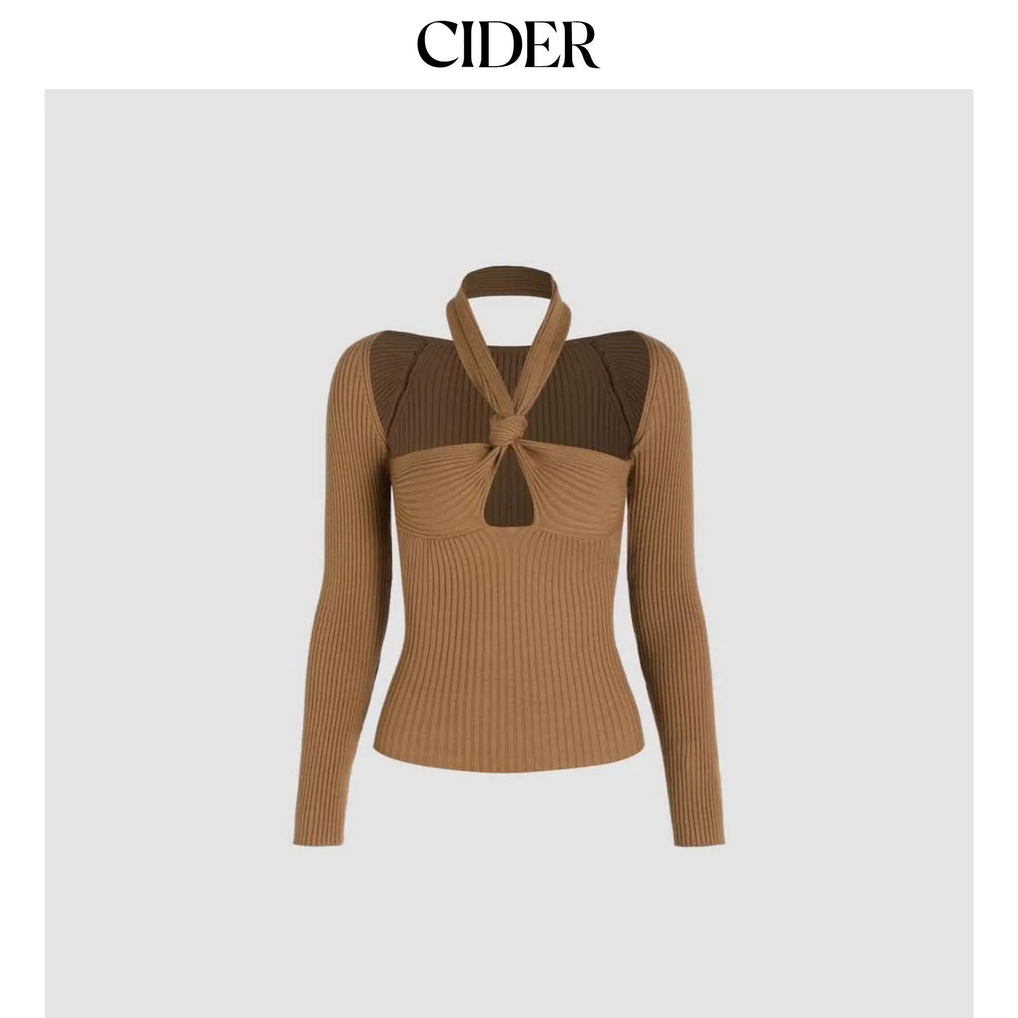 Cider [size 4-10] Rib Knit Knotted Halter Top