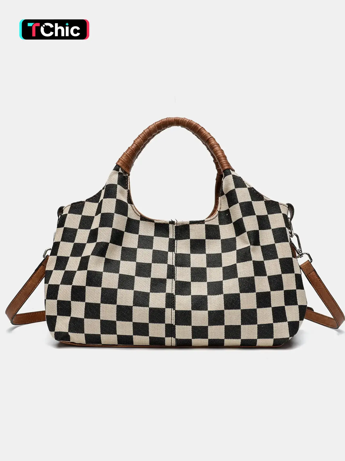 Large Capacity Checkered Purses for Women with Detachable Satchel Strap, Fashion Cute Crossbody Bag, Ladies Handbags, Tote Hobo Bags with Top Handle