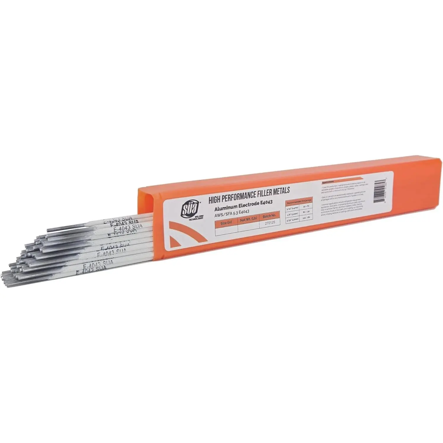 SÜA Aluminum E4043 Stick Electrode Rod, 1/8 in x 14 in All-Alum. Low-Porosity Welding Accessory for Repair Jobs with Stable Arc (1)