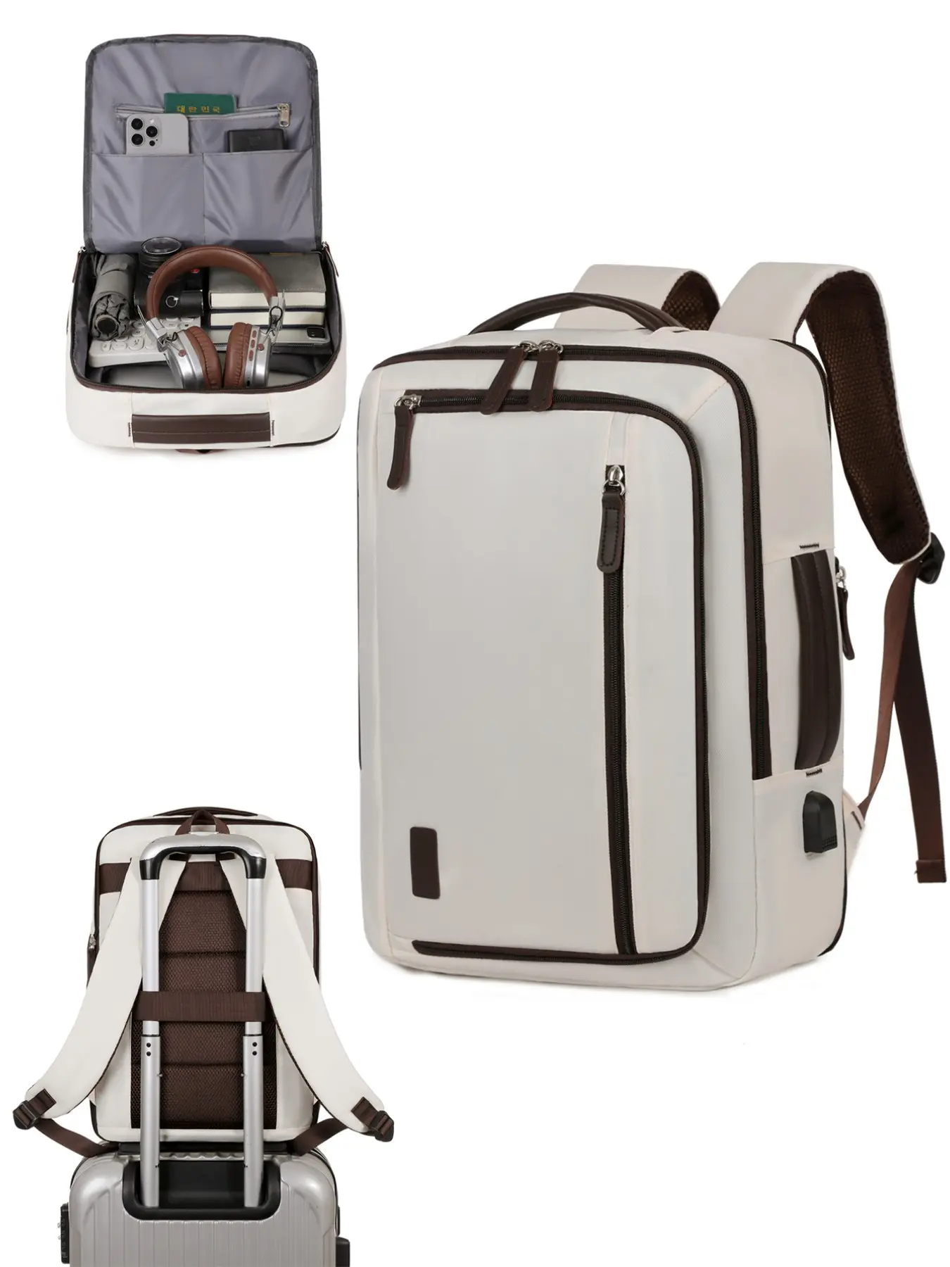 Multifunctional Travel Backpack for Men Women, 40L-50L Carry on Backpack, Tsa Approved Laptop Casual Daypack, Wet Dry Compartment, Convertible Expandable Rucksack