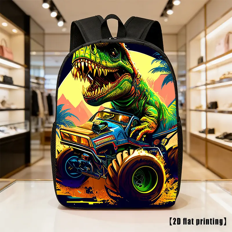 Dinosaur Off-Road Vehicle, Lightweight, Large-capacity Unisex Backpack with Adjustable Shoulder Straps, Side Pockets, Suitable for Casual Wear, Commuting, and Multiple Uses. Ideal for Hiking, Mountaineering, and Adventure, as Well as as a Laptop Bag
