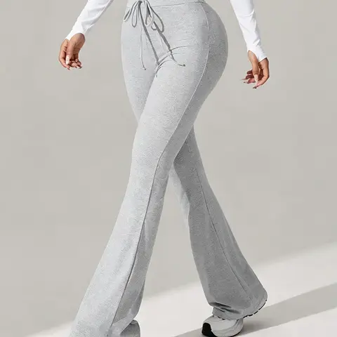 Women's Solid Color High Waist Flare Leg Sports Leggings, Casual Sporty Trousers, Activewear Pants, High Stretch Casual Comfortable Breathable Bell Bottom Trousers for Yoga Gym Workout Running, Ladies Sportswear for All Seasons, Gym Sportswear Bottoms
