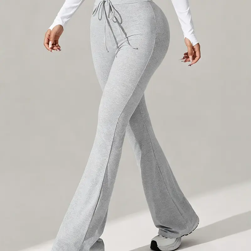 Women's Solid Color High Waist Flare Leg Sports Leggings, Casual Sporty Trousers, Activewear Pants, Stretchy Workout Bottoms, High Stretch Casual Comfortable Breathable Bell Bottom Trousers for Yoga Gym Workout Running, Ladies Sportswear for All Seasons