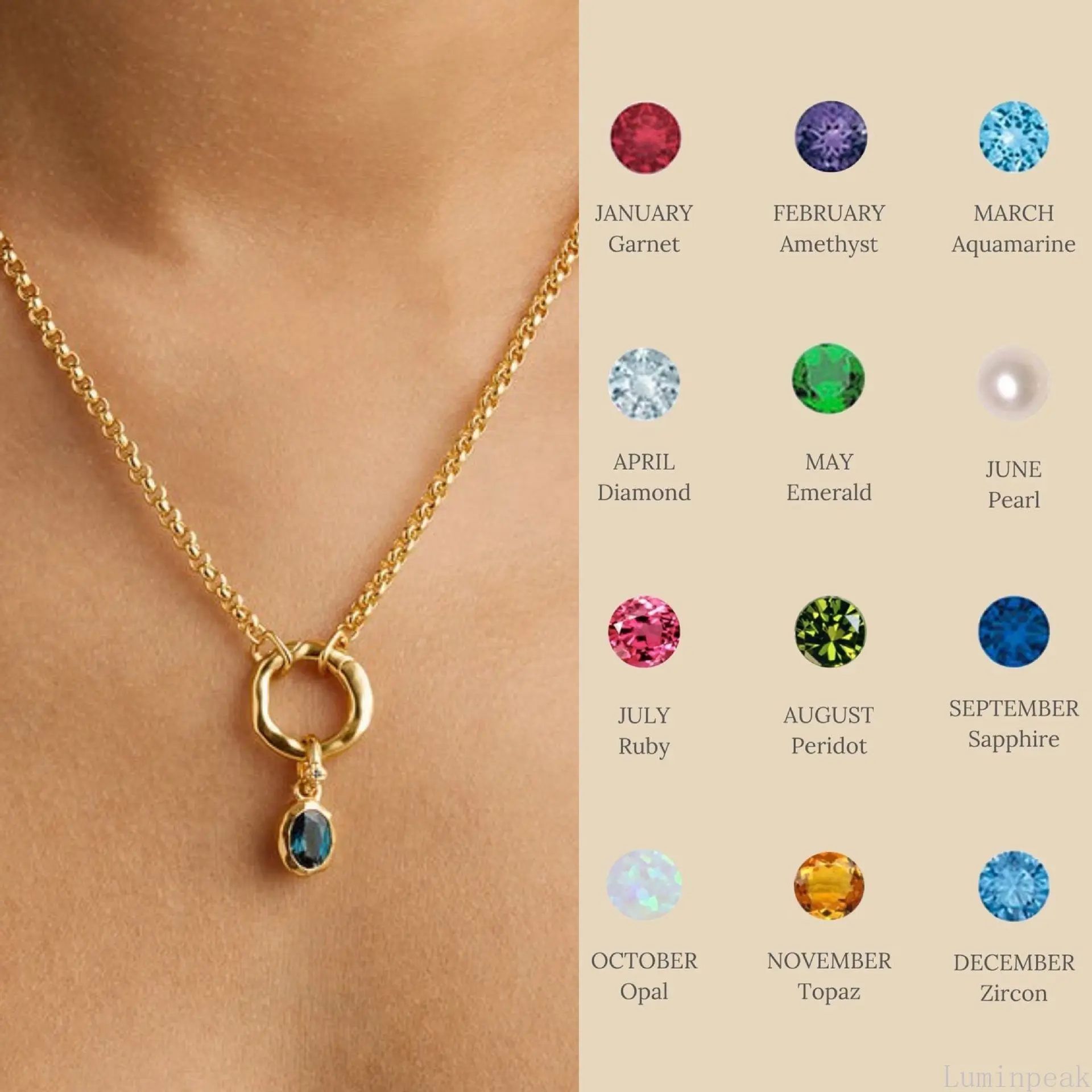 Women's Dainty 12-Month Cubic Zirconia Clavicle Chain - Includes April, December, June Birthstones, New Pendant Jewelry for Daily Wear & Meaningful Indoor Recreation Gift, April Birthstone, December Birthstone