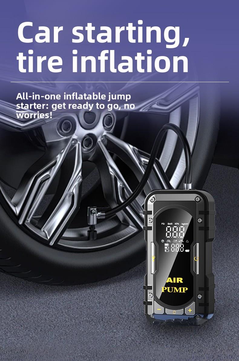 2-in-1 Portable Car Jump Starter & Tire Inflator with Emergency Light & Power Bank