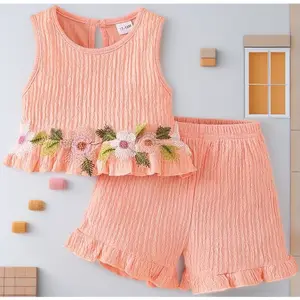 Girls Floral Sleeveless Top & Shorts Set – 2 Piece Summer Clothing for Toddlers – Available 12M, 2T, 3T, 4T, 5T – Perfect for Warm Weather, Vacation & Play