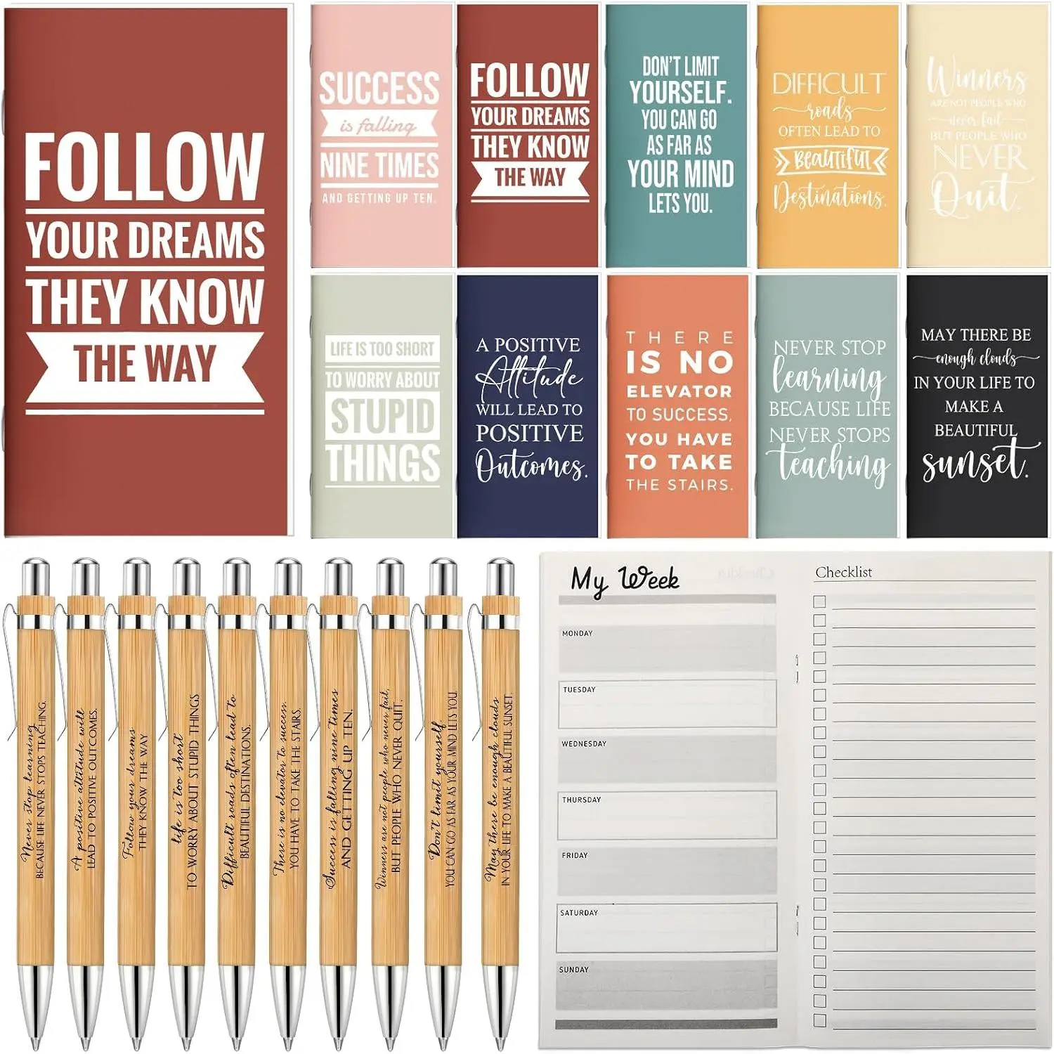 10 Set Bulk Small Planner 2026-2027 Pocket Weekly Planner with Pen Mini Daily Journal  Notepad  for  to School Student Teacher Staff Employee Coworker Volunteer (Pastel)
