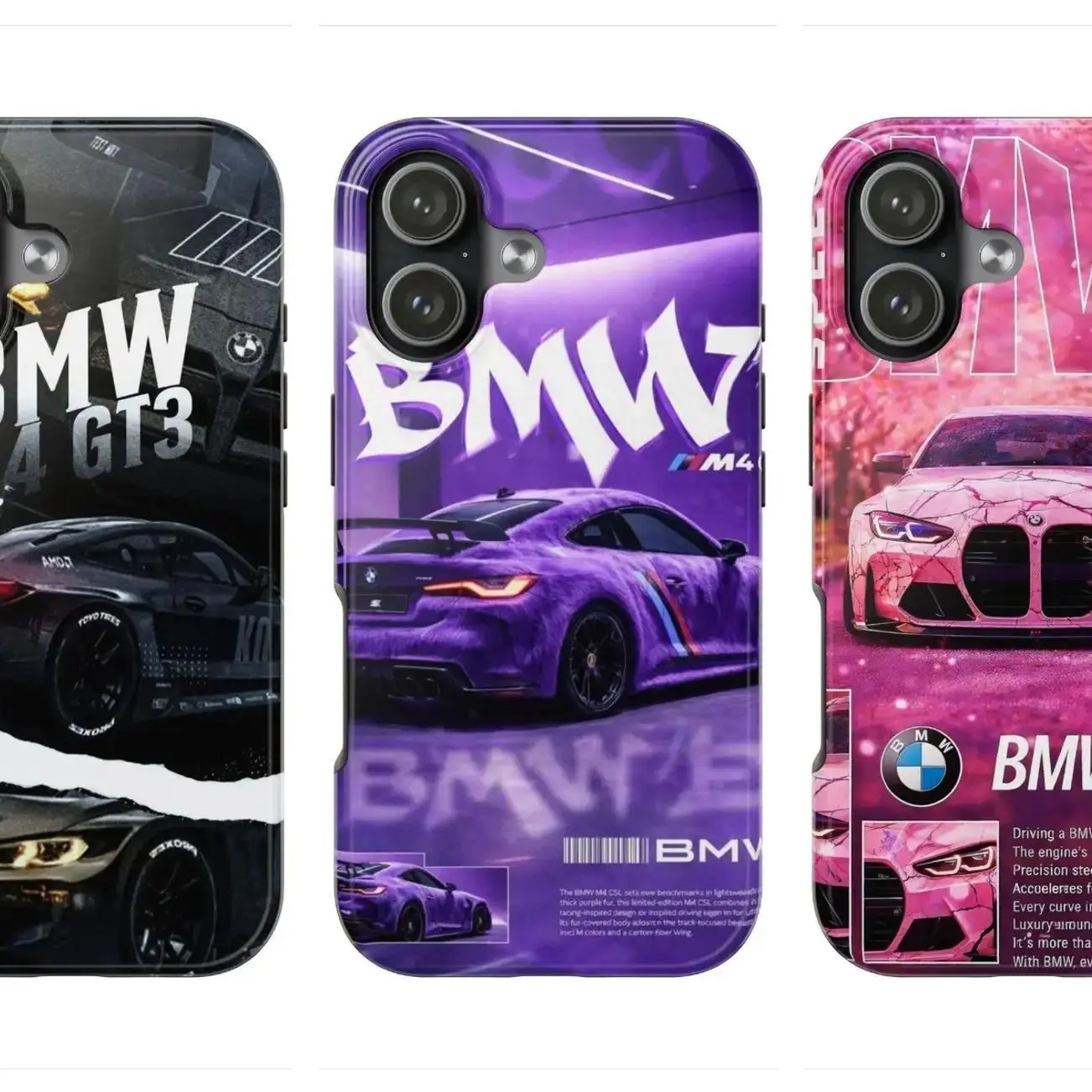 Luxury BMW M4 CSL Motorsport Hypercar Grid Phone Case - Durable Polycarbonate Shell with Resistance, Compatible with iPhone 11-17 Pro Max/Plus & Samsung Galaxy S23-25