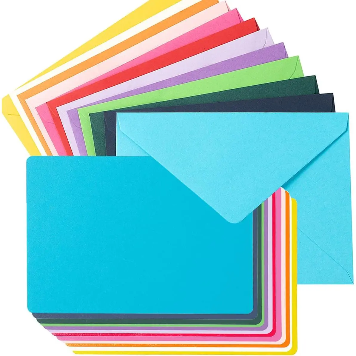 24 count A7 Envelopes and 5x7 Colorful Blank Cards, Multicolor | A7 Colored Gummed Envelopes with Flat Cards for Weddings, Invitations, Birthday,  Shower