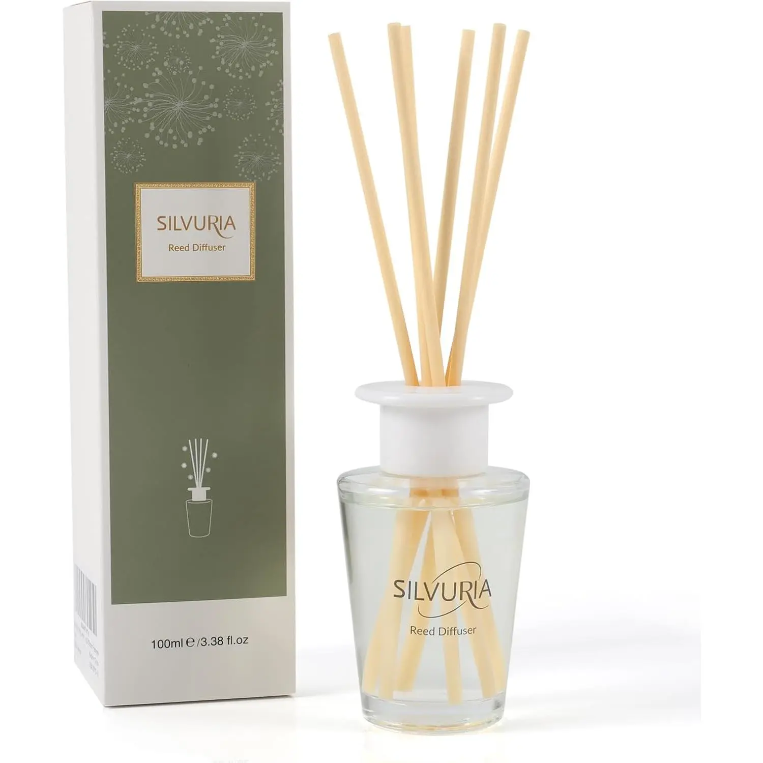 Lavender Eucalyptus Essential Scented Oil Reed Diffuser Set,3.38 fl.oz(100ml) with 6 Sticks,Home Fragrance for Office,Bedroom,Bathroom Decor
