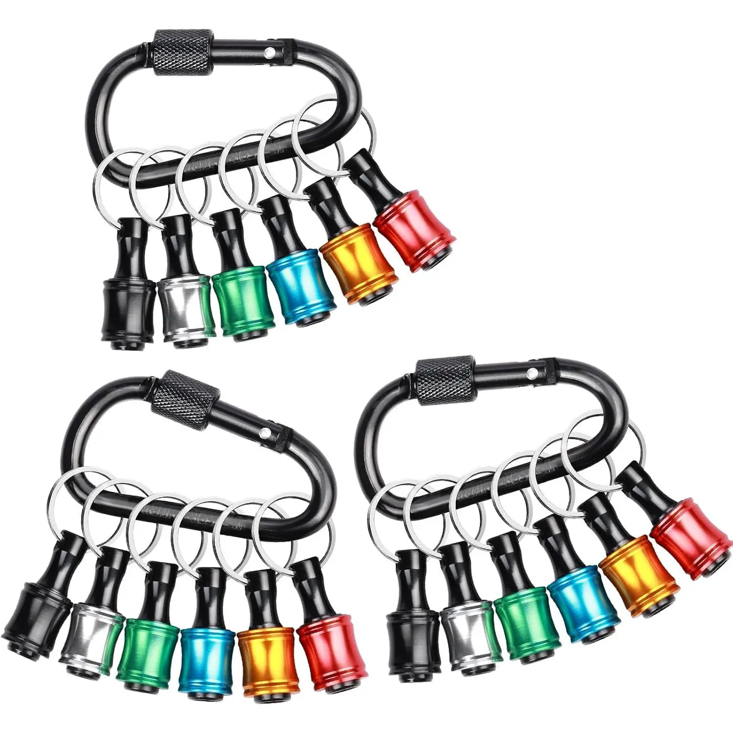 1/ 4inch Hex shank drill bit connector, with keychain, allows for quick drill bit changes, suitable for impact drills, screwdrivers, and as a men's tool and gift