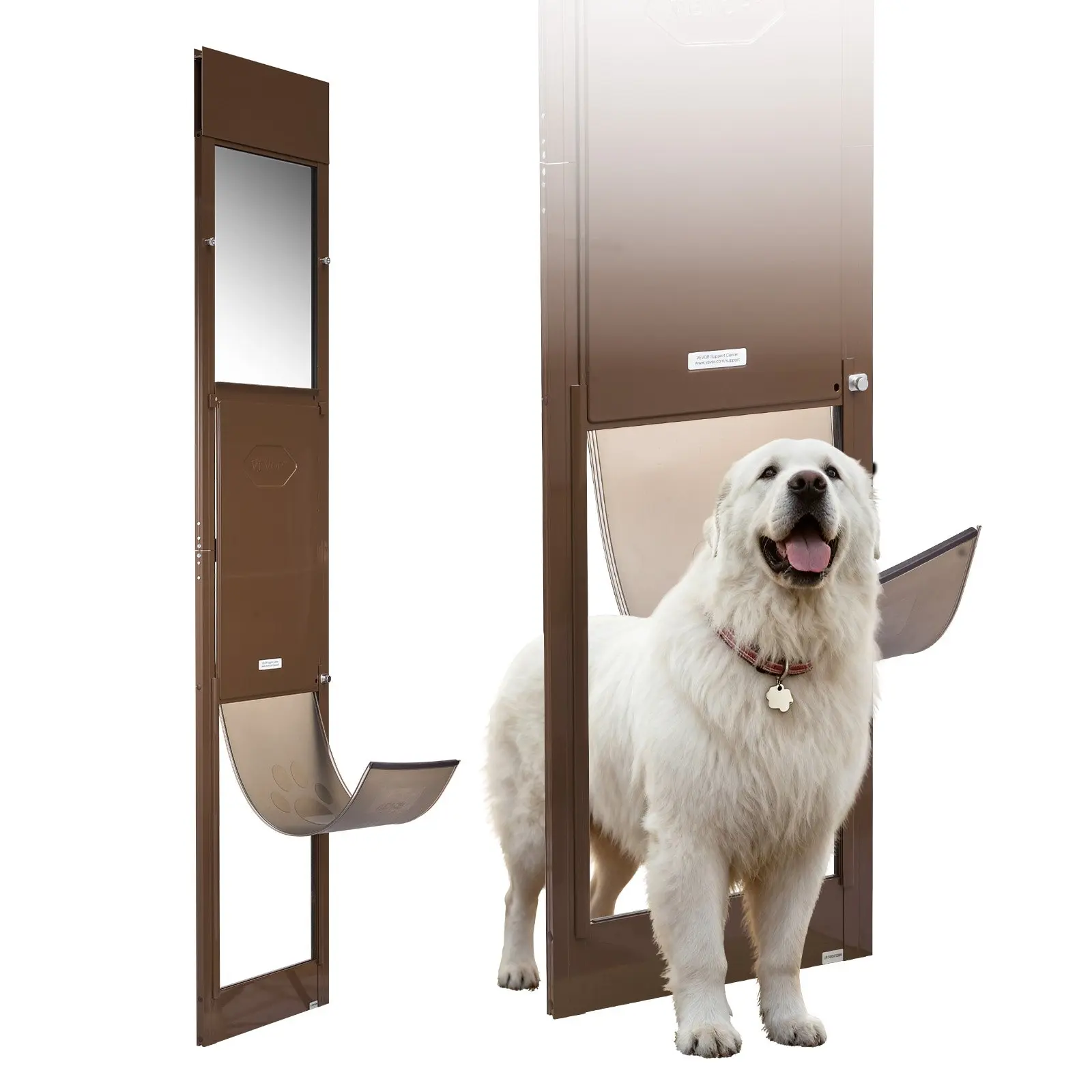 VEVOR Dog Door for Sliding Glass Door, 75 7/8 to 80 11/16 in Adjustable Height, Aluminum Alloy Frame with Rotating Hinges, Lock Design, 13 5/8x 23 5/8 in Flap, Sliding Glass Pet Door for Renters
