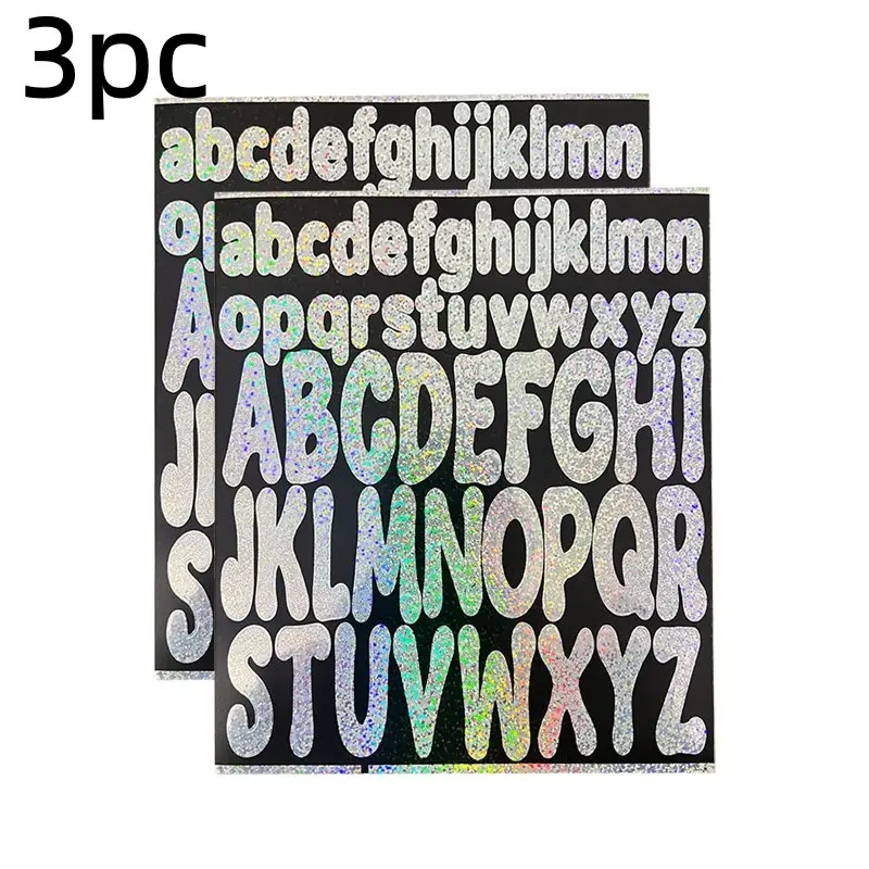 3-Pack Shiny Letter Vinyl Stickers, Self-Adhesive Decorative Stickers for Cups, Water Bottles, Plastic Surfaces, A-Z, Multicolor, Durable Adhesion
