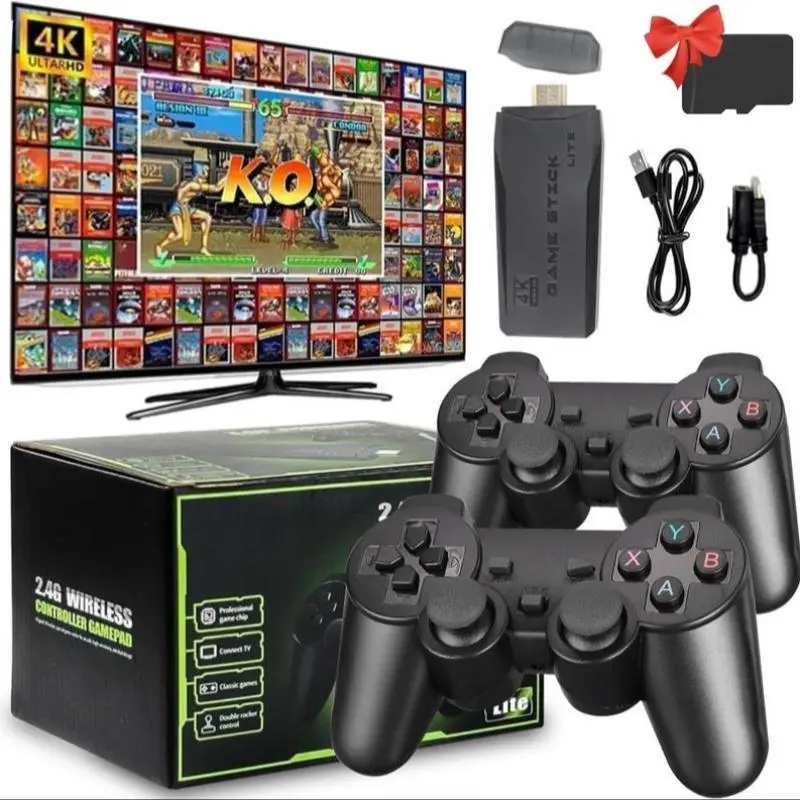 [Value for Money Bundle]M8 Wireless Retro Game Console, HD Classic Games Stick Built in 10 Emulators with 20000+ Games and Dual 2.4G Wireless Controllers, 4K HDMI Output Video Games for TV (gift) New Year gift,Christmas gift