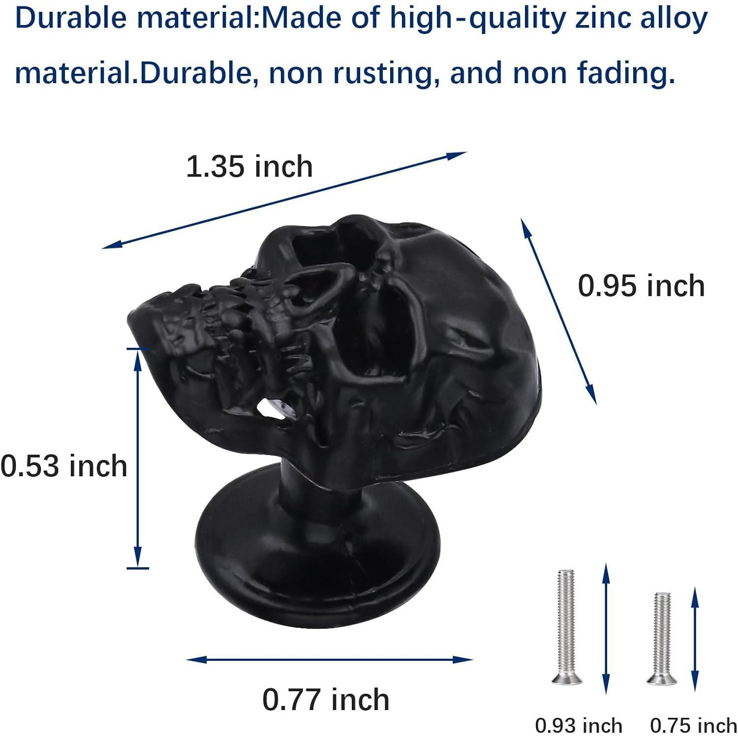 8 Pack Skull Skeleton Cabinets Knobs, Single Hole Pull Handle for Drawer Wardrobes Bookcases Dresser Closets Hardware Furniture Decoration (Black)