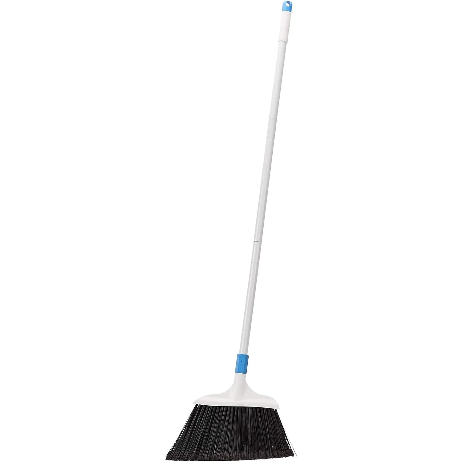 s Heavy-Duty Floor Cleaning Broom with Stiff Bristles, Sturdy 3-Piece Handle, Easy to Assemble, Indoor Outdoor Use for Driveways and Sidewalks, Blue and White