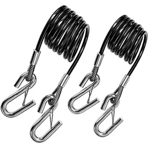 2 Pack Trailer Safety Cables with S Hooks, 44" & 79" Heavy Duty Tow Straps 5000 lbs Break Strength, Vinyl Coated Safety Chains for RV, Truck, Boat, Utility Trailer
