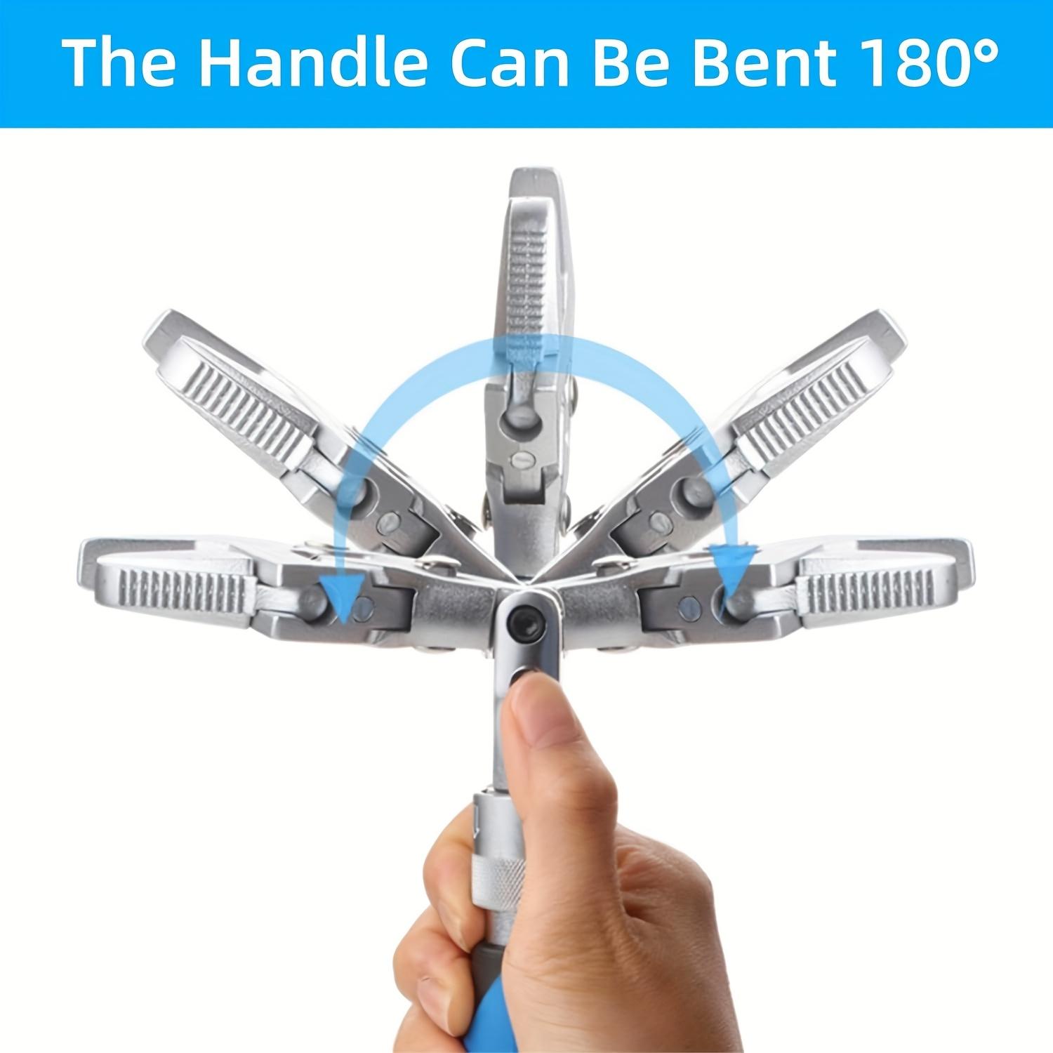 Flexhead Adjustable Wrench 10Inch to 12 Inch Ratcheting Crescent Wide Jaw Wrench Retractable Extension Shank And 180 Degree Rotating Head for Home Garage Workshop