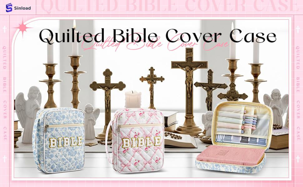 Large Bible Cover Case for Women, Bible Study Supplies Journaling Kit Chenille Letter PU Leather with Tabs Gel Pen Highlighters with Strap Easter Mothers Day Christian Gifts for Women Mom(Flower)