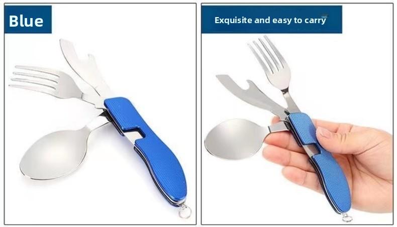 Portable Stainless Steel Cutlery Set for Travel Camping Knife Fork Spoon 3 in 1 Folding Utensils Outdoor Multi - Function Cutlery