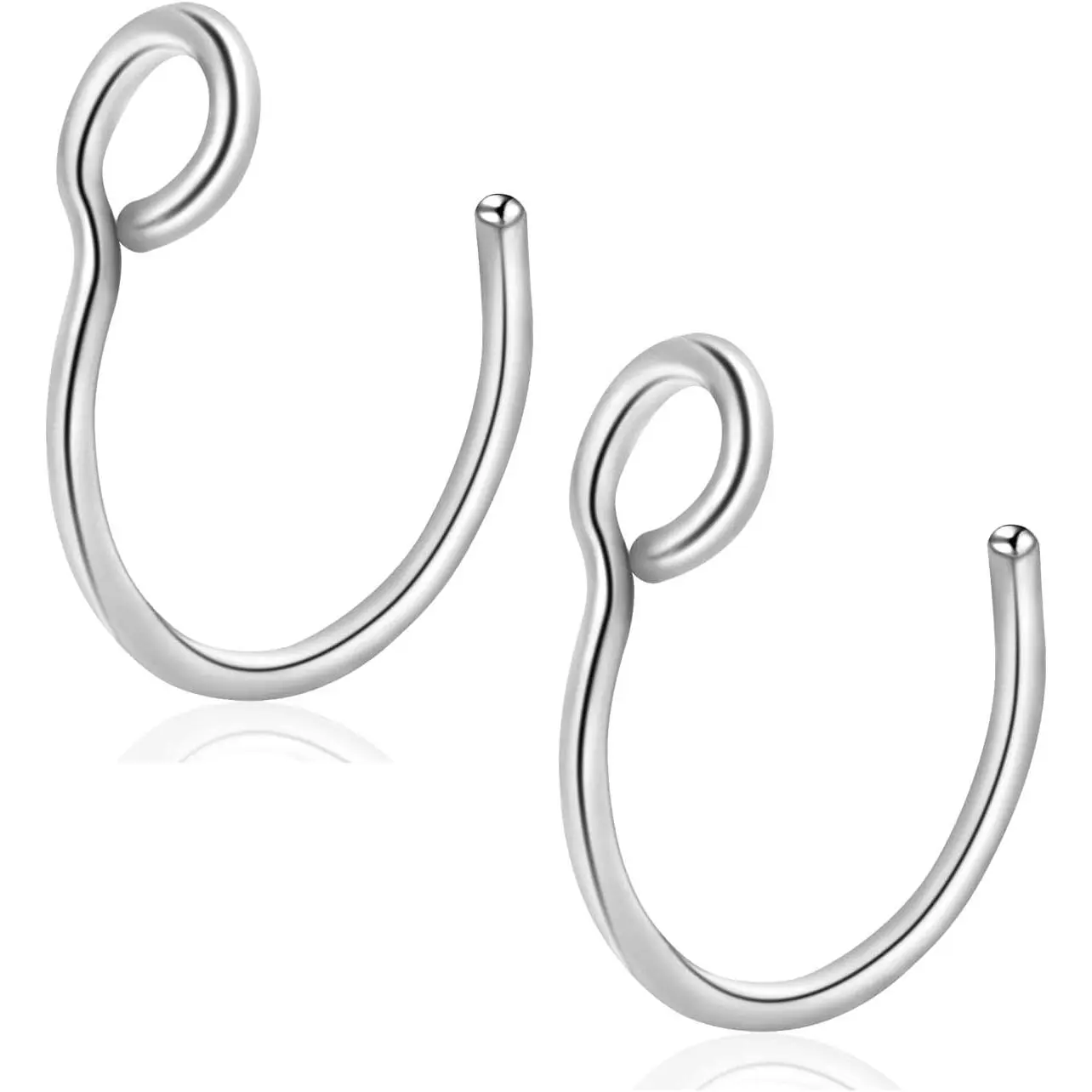 Nose Ring Hoop Clip , Non  Lip Rings 20G 8mm, Black Rose , Stainless Steel No Pierced for Women Men