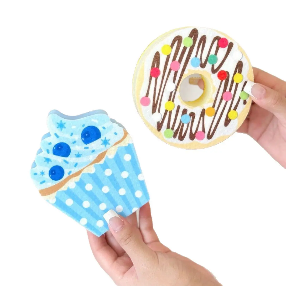 Donut-shaped dishwashing sponge made of wood pulp, thickened for home kitchen use, for scrubbing pots and dishes, removes stains without retaining oil, and cleans effectively drainer spongebob original cleaning tool