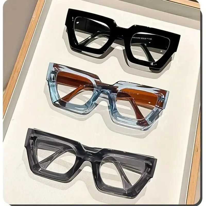 3 Pcs Y2K Oversized Leopard Print Blue Light Glasses Set, Fashion Computer Glasses with Clear Lens, Trendy Streetwear Eyewear Accessories, Anti Eye Strain Screen Glasses for Work, Travel & Daily Wear