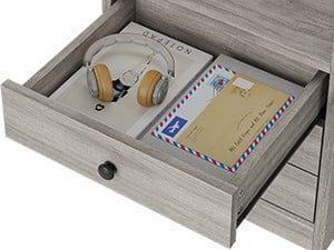 Sikaic Grey Nightstand with 3 Drawers & Charging Station Modern Bedside Table 2 USB Ports 2 Outlets for Phones Tablets Ideal for Bedroom Essentials