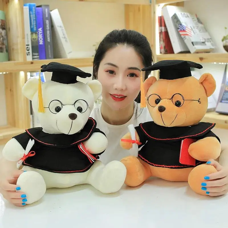 1pc 18cm Cute Graduate Dr. Bear Capybara Plush Toy Stuffed Bear kawaii Toys Funny Graduation Gift Home Decorate