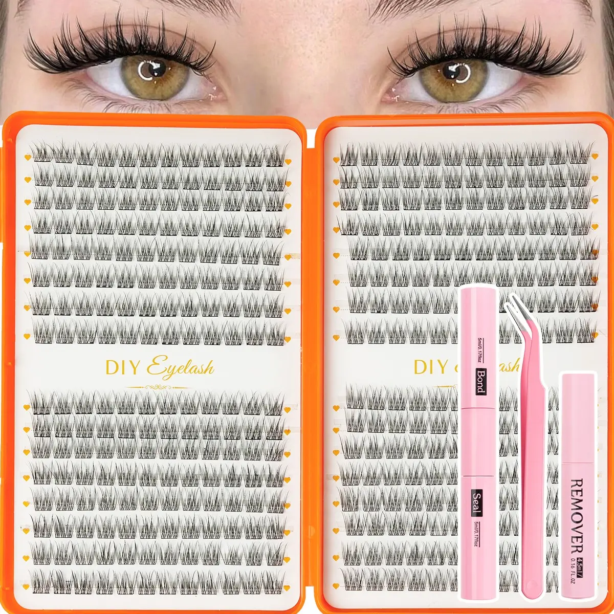 384pcs DIY Lash Extension Kit, Natural Look, Lightweight Fine Effect, Includes False Lashes, Bond&Seal, Remover, Tweezers, Professional & Beginner Friendly, DIY Eyelash Extensions