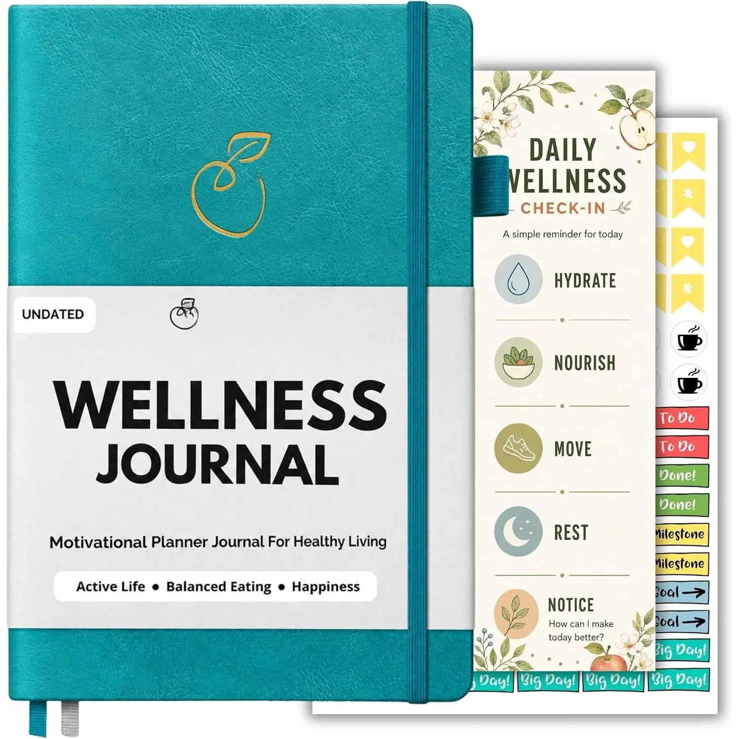 Journal,  Diary  Fitness Planner, Aquamarine |  Journal and Workout Journal for Women  Men to Track Meals, Fitness, Habits, Gratitude and  Goals, Undated