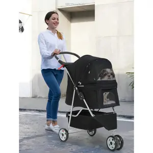 Dog Stroller, 3 Wheels Pet Cat Jogger Stroller, Folding Carrier Waterproof Puppy Stroller With Cup Holder & Removable Liner, Dog Strollers For Small Dogs, For Small And Medium Pets DD23NeonNode