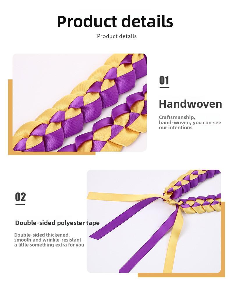 New arrival double layer satin ribbon graduation wreath braided collar gift ribbon ribbon rope honor rope handmade ribbon wholesale