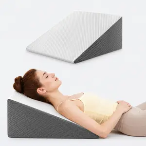 Wedge Pillow for Sleep Apnea, Bed Wedge Pillow for Headboard, Triangle Pillow Wedge for Acid Reflux, After Surgery, Snoring, Cooling Memory Foam Top, Removable Cover, 24x24x12Inch