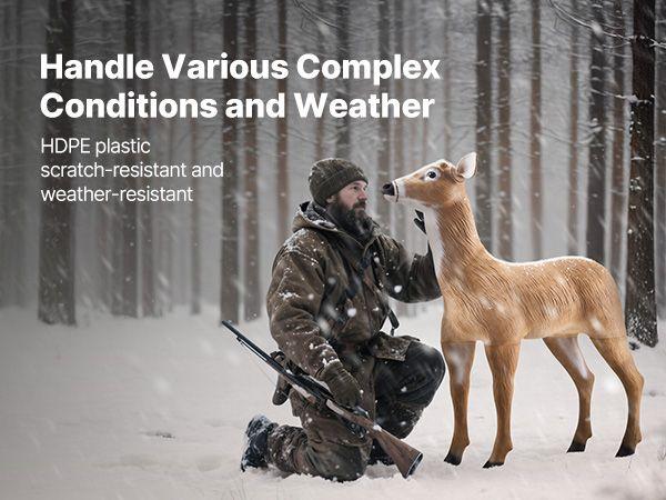 VEVOR Deer Decoy Outdoor Realistic Durable Doe Decoys for Hunting Foldable Legs 1-Pack