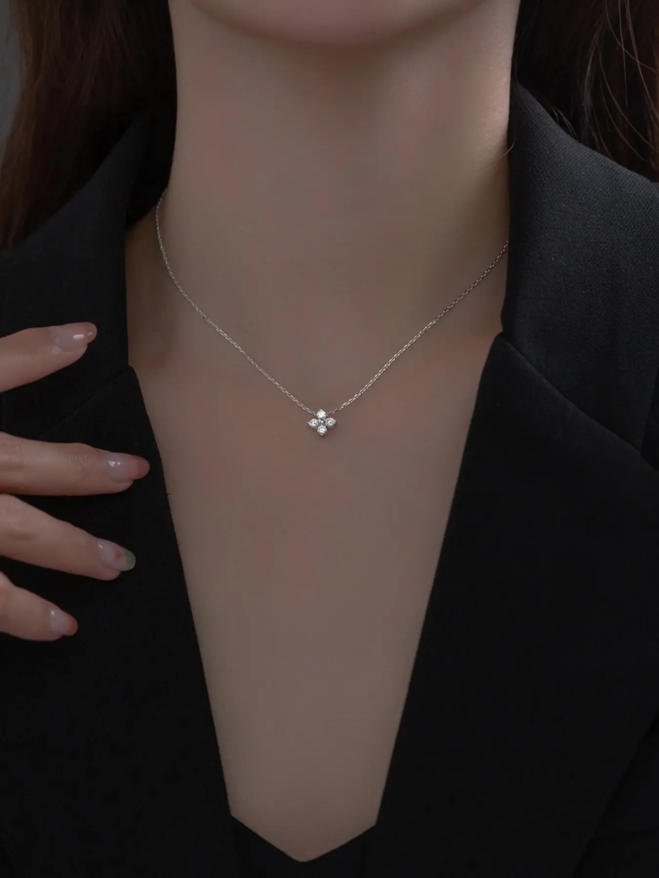S925 Silver Zircon Necklace for Women, Elegant Chain Pendant Jewelry, Perfect for Parties and Daily Wear, Trendy Gift Idea